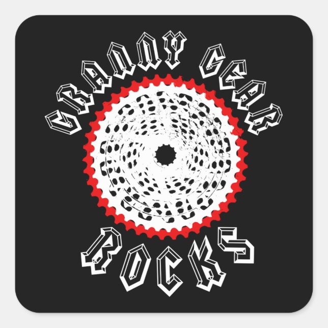 Granny Gear Rocks Cycling Square Sticker (Front)
