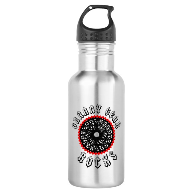 Granny Gear Rocks Cycling Stainless Steel Water Bottle (Front)