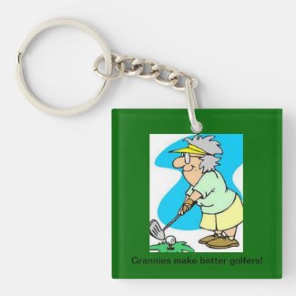 granny golfer key chain