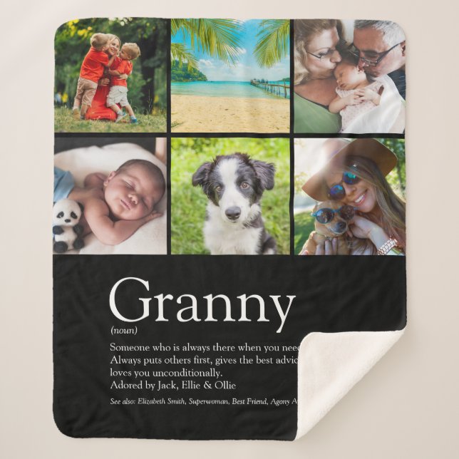 Granny, Grandma Definition Photo Collage Sherpa Blanket (Front)