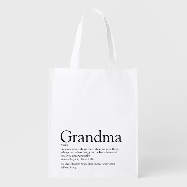 Granny Grandma Grandmother Definition Quote Grocery Bag (Front)