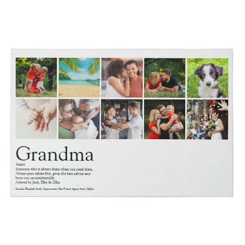 Granny Grandma Grandmother Photo Collage Faux Canvas Print