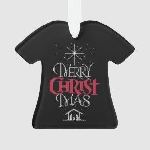 Granny Knit Christian Ugly Merry Christmas Sweater Ornament