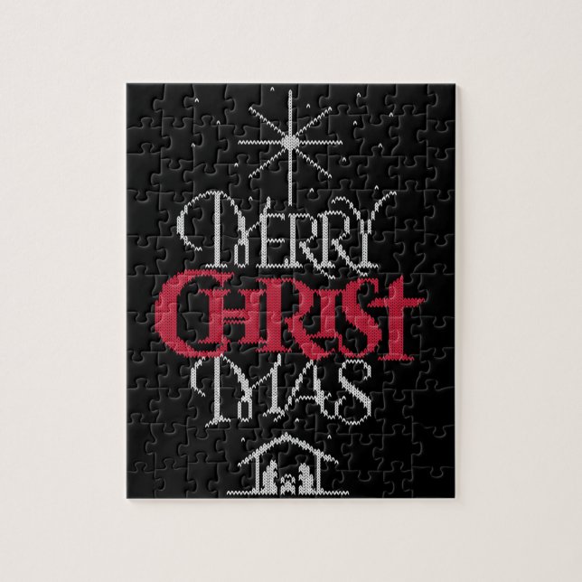 Granny Knit Religious Christian - Merry Christmas Jigsaw Puzzle (Vertical)