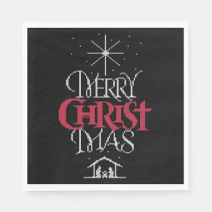 Granny Knit Religious Ugly Merry Christmas Sweater Napkins