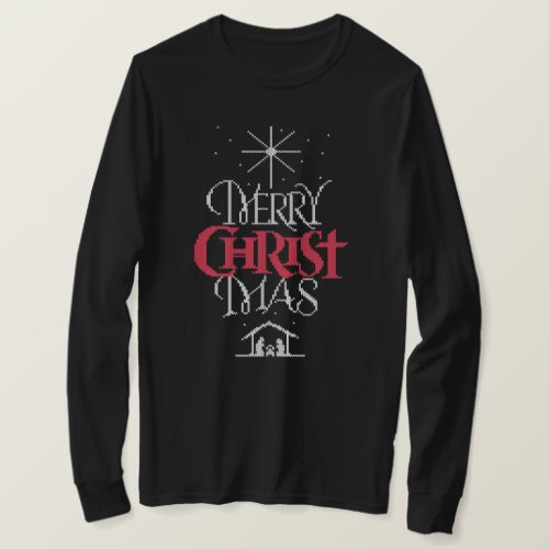 Granny Knit Ugly Christmas Sweater Religious Black