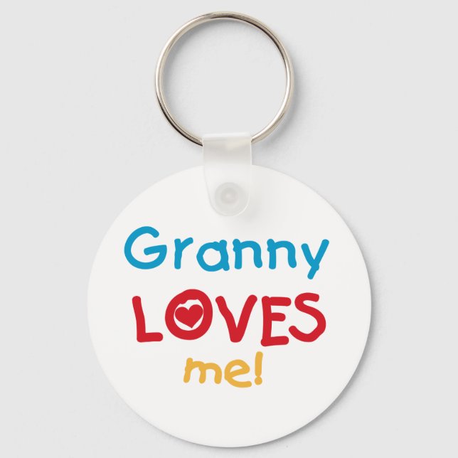 Granny Loves Me Tshirts and Gifts Keychain (Front)