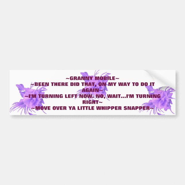 GRANNY MOBILE BUMPER STICKER (Front)