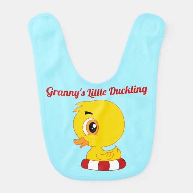 Granny Mommy Daddy Papa little duckling on pool Baby Bib (Front)