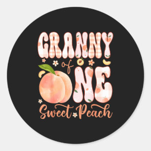 Granny of one sweet peach 1st birthday girl party classic round sticker