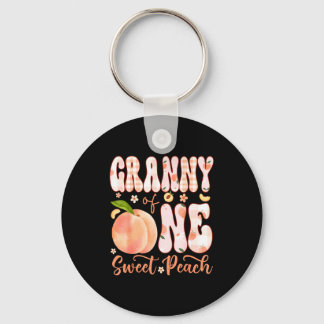 Granny of one sweet peach 1st birthday girl party keychain