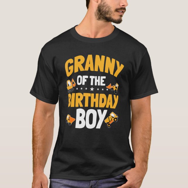 Granny Of The Birthday Boy Construction Worker Bda T-Shirt (Front)