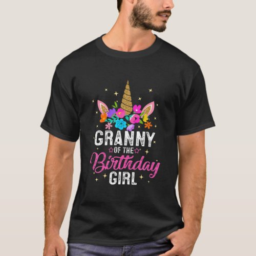 Granny Of The Birthday Girl Mother Gift Unicorn Bi T_Shirt