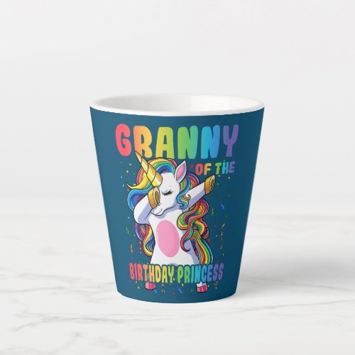 Granny of the Birthday Princess Dabbing Unicorn Latte Mug
