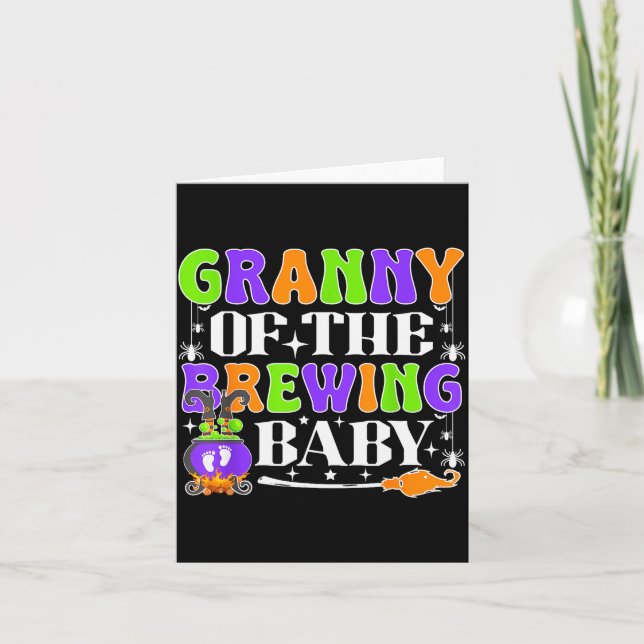 Granny Of The Brewing Baby Halloween Witch Baby Sh Card (Front)
