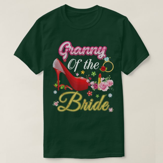 Granny Of The Bride Happy Wedding Flower Pink Shoe T-Shirt (Design Front)
