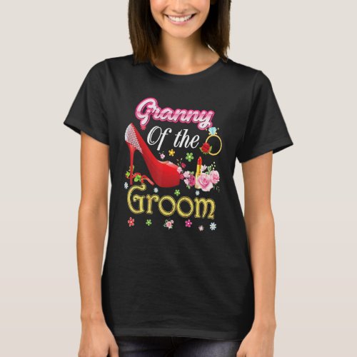 Granny Of The Groom Happy Wedding Flower Pink Shoe T_Shirt
