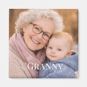 Granny or Grammy photo Established Year Hearts Magnet