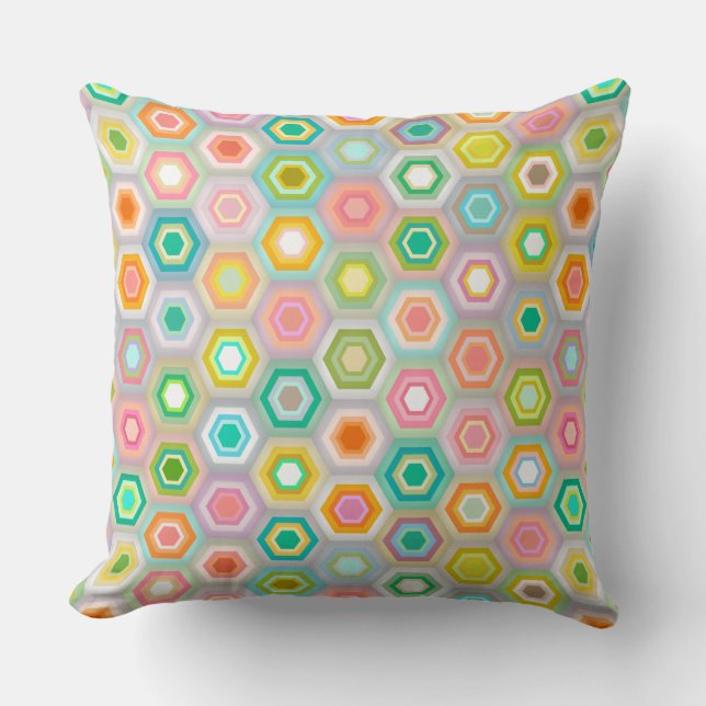 granny pastel hex throw pillow (Front)