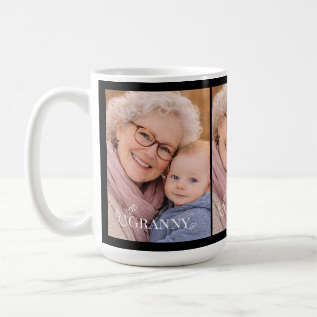 Granny Photo Established Year Modern Heart Coffee Mug (Left)