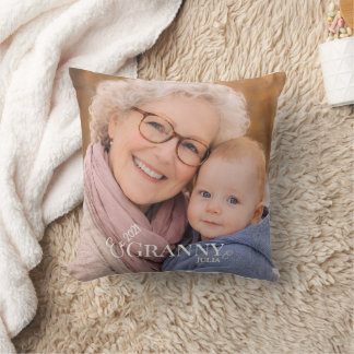 Granny Photo Established Year Modern Throw Pillow