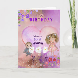 Granny Pretty Purple Pink Birthday  Card