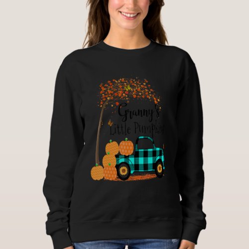 Granny S Little Pumpkins Truck Green Plaid Autumn  Sweatshirt