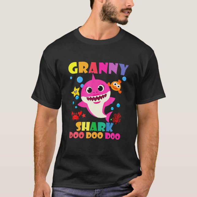 Granny Shark Doo Doo Funny Baby Mommy Daddy Kids T-Shirt (Front)