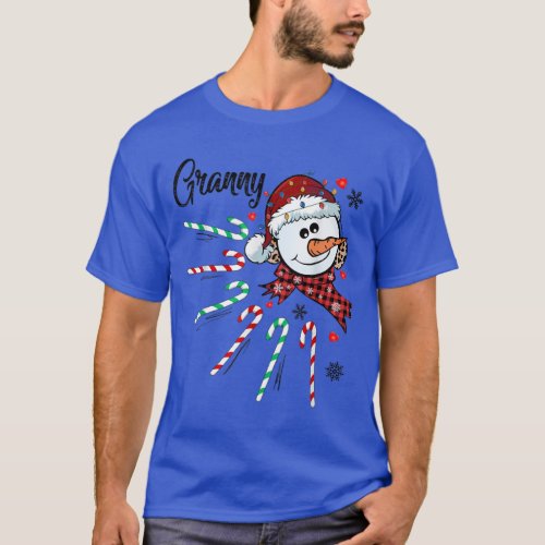 Granny Snowman Candy Cane Christmas Xmas Funny  T_Shirt
