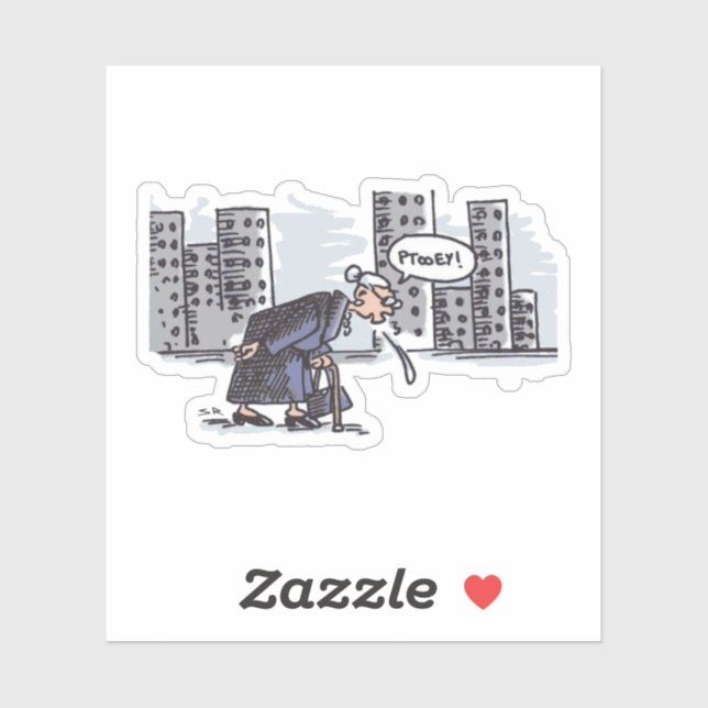 Granny Spitting! on city contour sticker (Sheet)