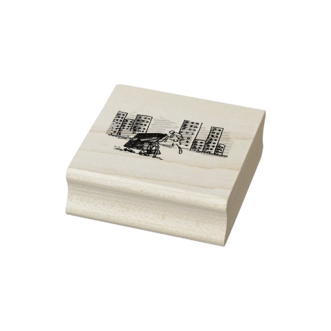 Granny Spitting! on city rubber stamp no handle (Stamp)