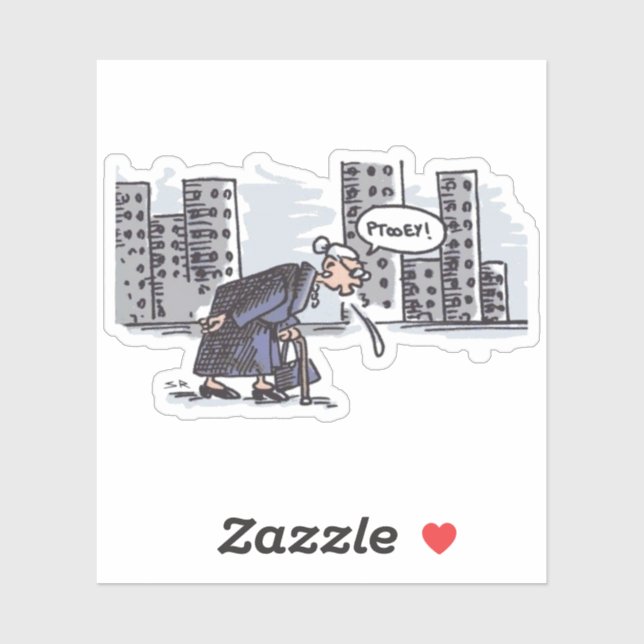 Granny Spitting! on city white contour sticker (Sheet)