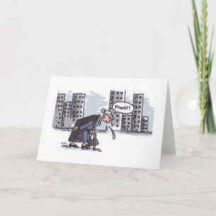 Granny Spitting! on city white greeting card