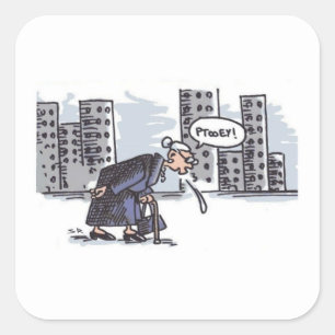 Granny Spitting! on city white word sq lg stickers