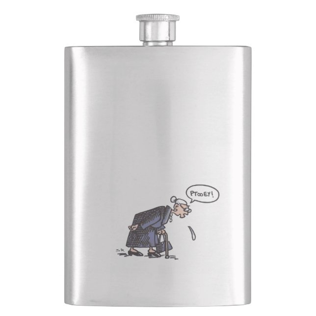 Granny Spitting! stainless steel flask (Front)