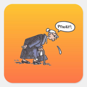 Granny Spitting! sunrise large square stickers