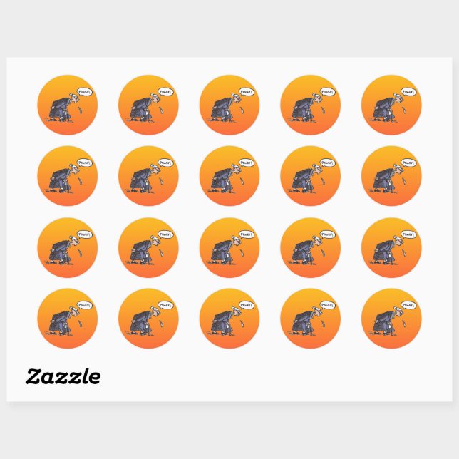 Granny Spitting! sunrise small round stickers (Sheet)