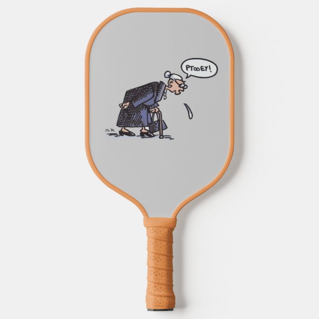 Granny Spitting! tan pickleball paddle (Front)
