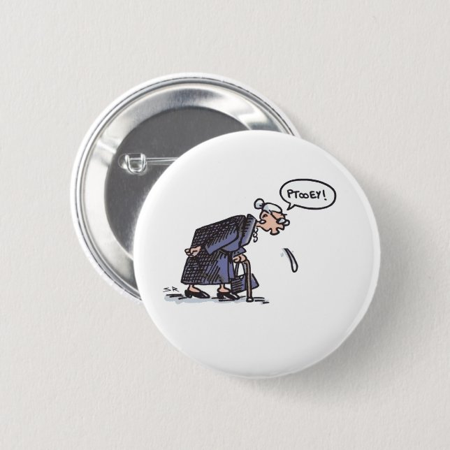 Granny Spitting! white small button (Front & Back)