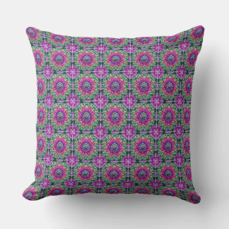  Granny Square Crochet Pattern Seventies Retro Blu Throw Pillow