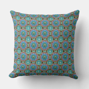 Granny Square Crochet Pattern Seventies Retro Gree Throw Pillow