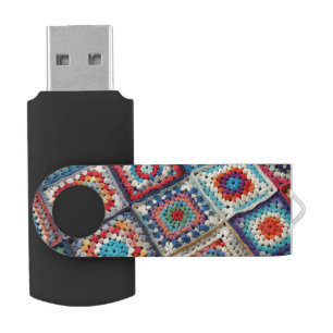 Granny Square Crocheted Quilt Flash Drive
