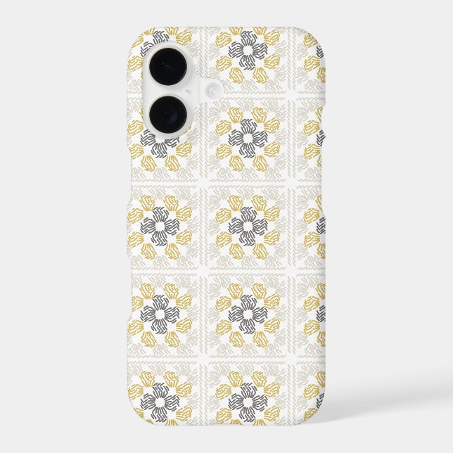 Granny square sketch design yellow gray iphone case (Back)