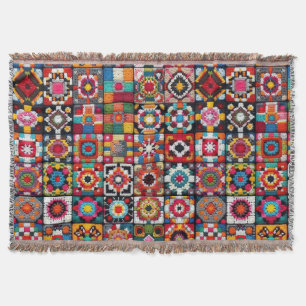 Granny Squares Crochet Pattern Blanket Print 