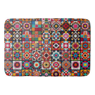 Granny Squares Crochet Pattern Blanket Print Bath Mat
