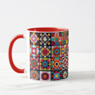 Granny Squares Crochet Pattern Blanket Print Mug