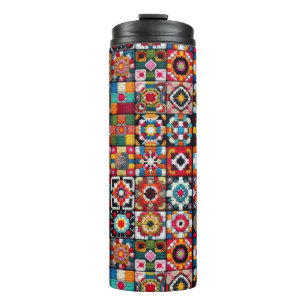 Granny Squares Crochet Pattern Blanket Print  Thermal Tumbler