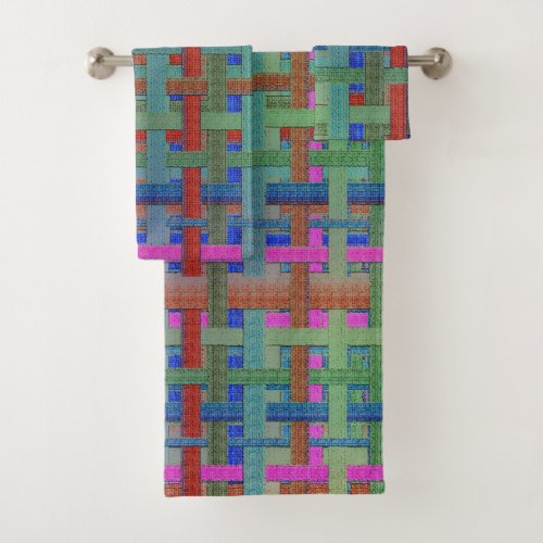 Grannys colorful plaid with canvas aspect bath bath towel set