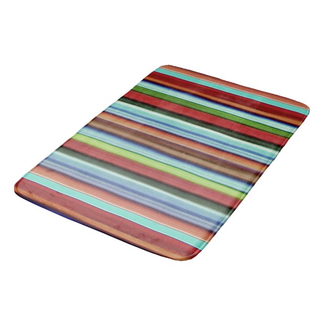 Granny's colorful stripes, with soft rough aspect  bath mat (Angled)