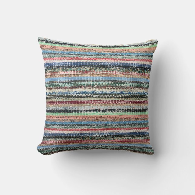 Granny's Rag Rug Throw Pillow (Front)